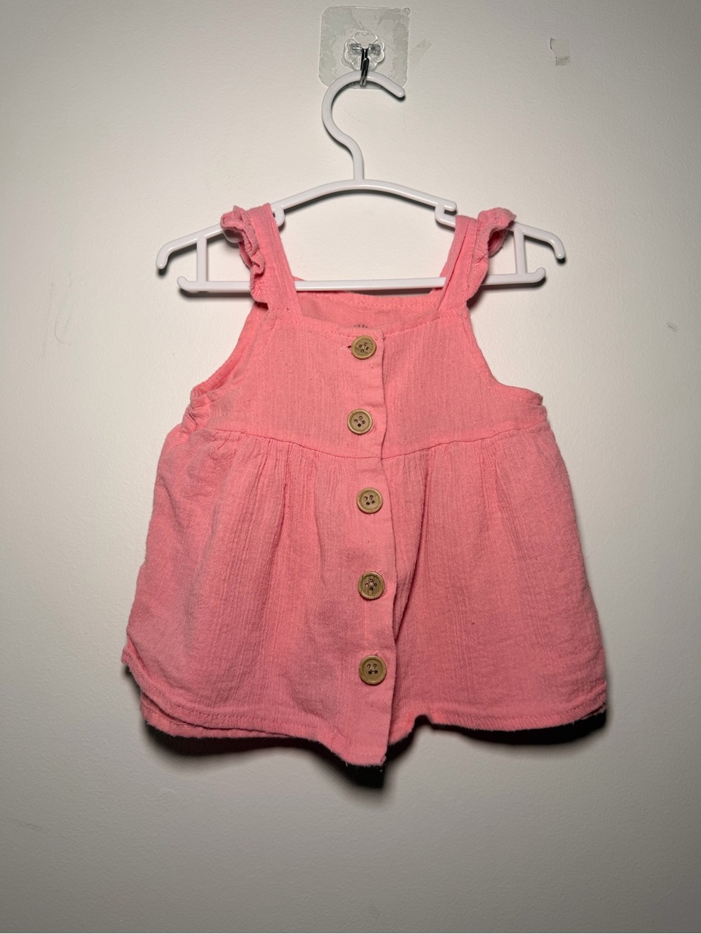 Little Me 12 months pink sleeveless faux button up flowy babygirl tank top